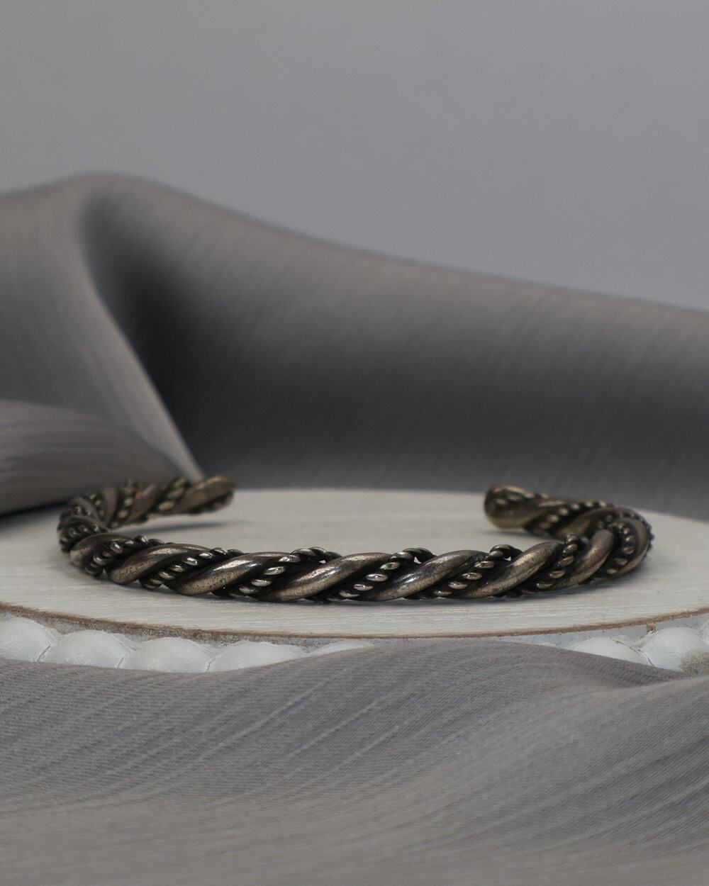 Vintage Navajo Sterling Silver Twisted Cable Cuff Bracelet 21.2G / 7in N1484